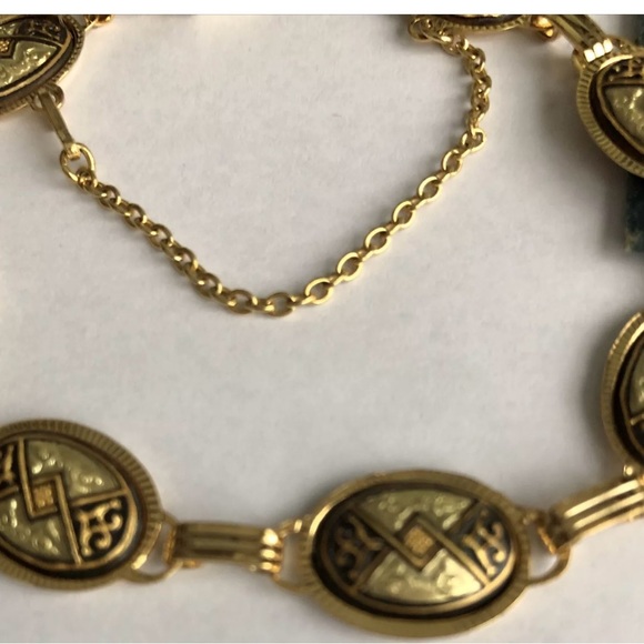 Demascene Link Gold Bracelet New NWT Great Gift!! Beautiful Unique - Picture 2 of 10